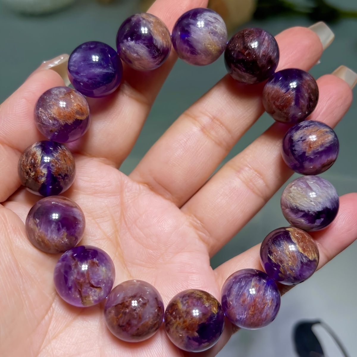 Natural Amethyst Beaded Bracelet, Genuine Amethyst